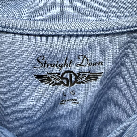 Straight Down Polo Shirt Mens Large Blue Striped Classic Short Sleeves - Picture 2 of 8